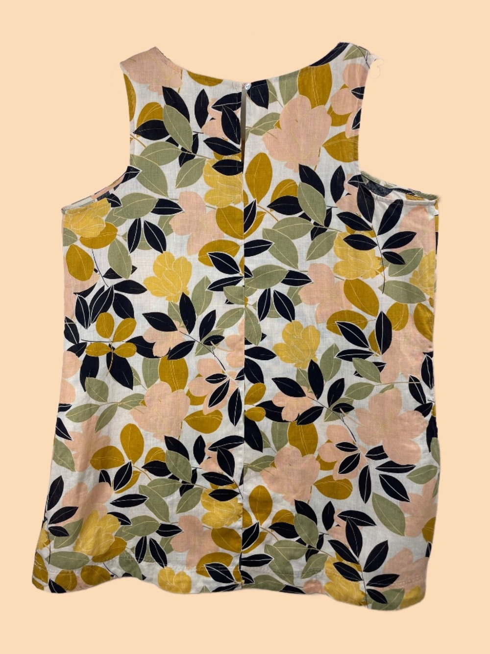 Rachel Zoe Linen Trapeze Mini Dress Tropical Leaf Print Sleeveless Pockets XXL - Picture 3 of 7